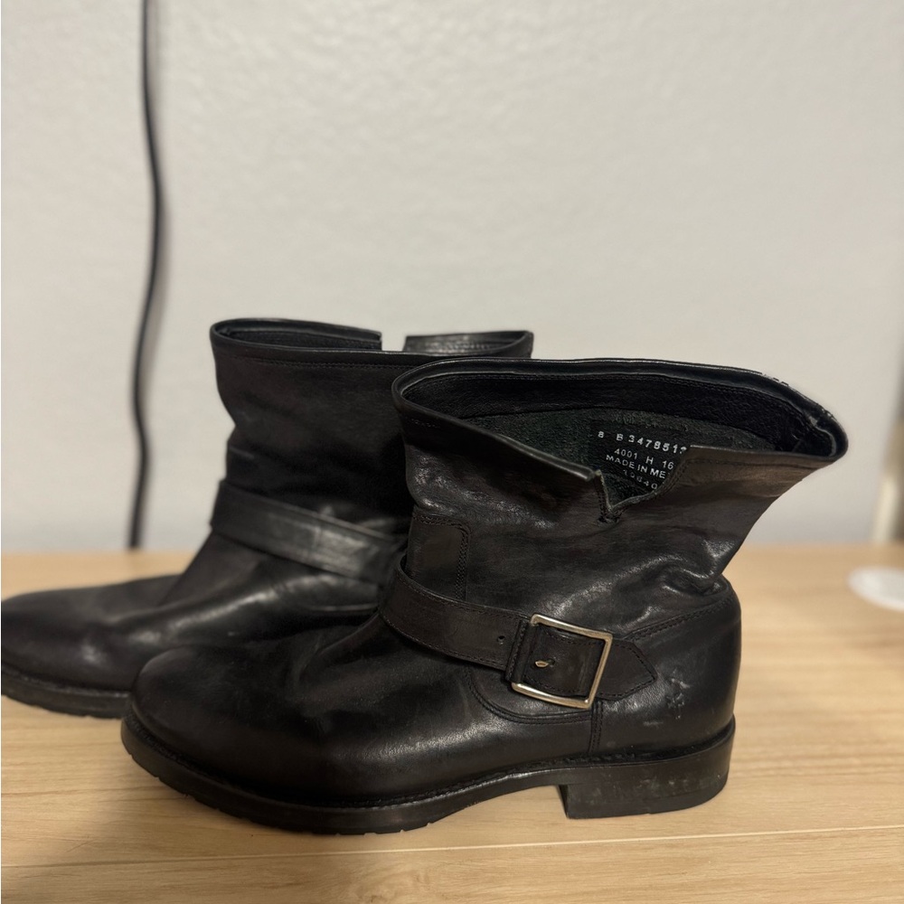 Frye Black Leather Ankle Boots